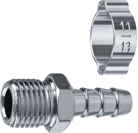 ЗУБР штуцер елочка, 8 мм - 1/4M, переходник с обжимным хомутом, Профессионал (64924-1/4-08) купить в Магнитогорске