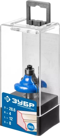 ЗУБР 28.6 x 12 мм, радиус 4 мм, фреза кромочная калевочная №2, Профессионал (28704-28.6) купить в Магнитогорске