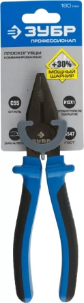 Плоскогубцы комбинированные ЗУБР эксцентриковое расположение шарнира, особостойкое спец. покрытие Н12Х1 (никель/хром), двухкомп рукоятки, 180мм 2201-1-18_z01 купить в Магнитогорске