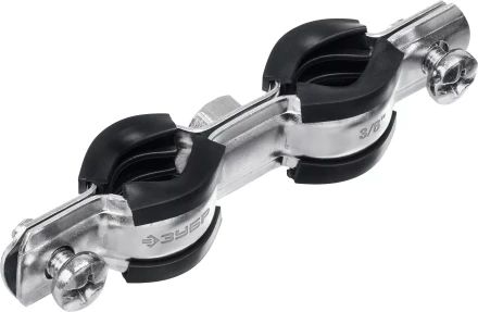 ЗУБР 3/8, цинк, 8 шт, двойной трубный хомут (37890-15-19) купить в Магнитогорске