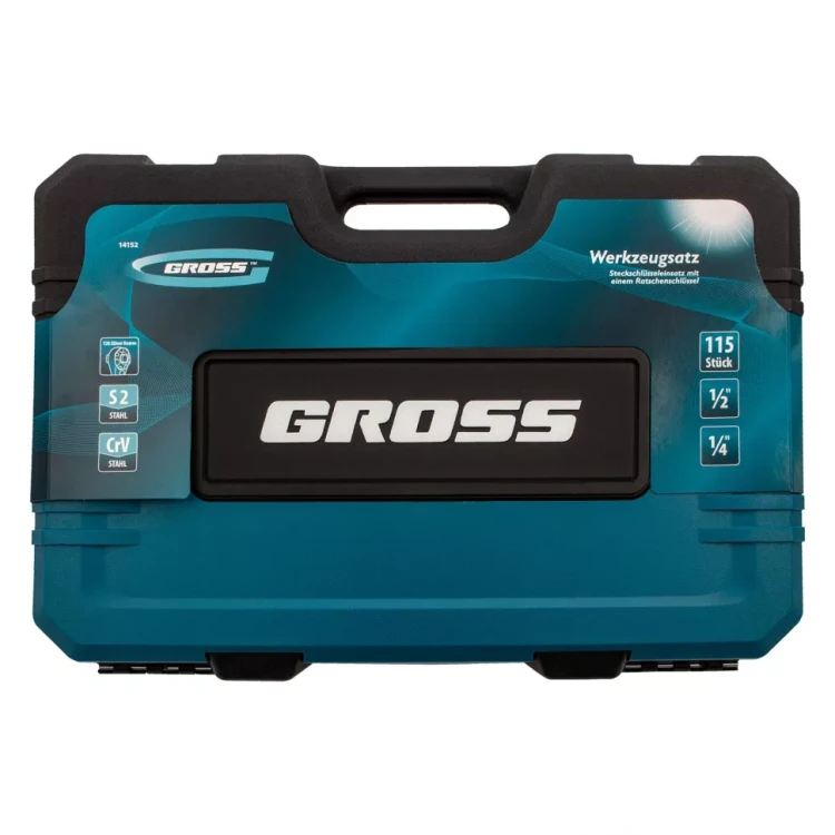 Набор инструментов 115 предметов, 120 зубьев, CrV, 1/4", 1/2" Gross 14152 купить в Магнитогорске
