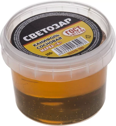 Канифоль СВЕТОЗАР для паяльных работ, пластиковая банка, 100г 55326-100 купить в Магнитогорске