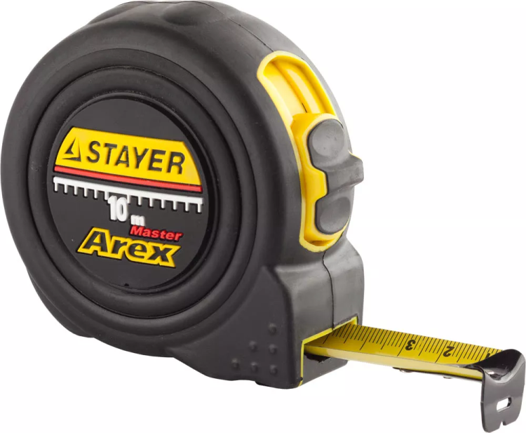Рулетка STAYER "PROFI" "AREX", двухкомпонентный противоударный корпус, упрочненное полотно, 10м/25мм 3410-10_z01 купить в Магнитогорске