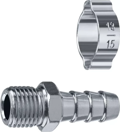 ЗУБР штуцер елочка, 10 мм - 1/4M, переходник с обжимным хомутом, Профессионал (64924-1/4-10) купить в Магнитогорске