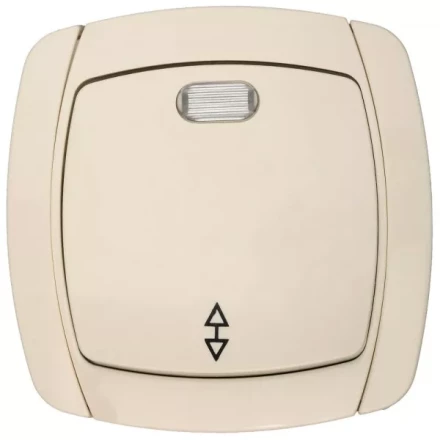 Выключатель СВЕТОЗАР &quot;CITY LIGHT&quot; проходной одноклавишный в сборе, с подсветкой, бежевый, 10А/~250В SV-54238-B купить в Магнитогорске