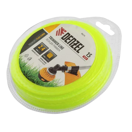 Леска для триммера зубчатый квадрат, 2,4мм х 15м, FLEX CORD, Denzel 96214 купить в Магнитогорске