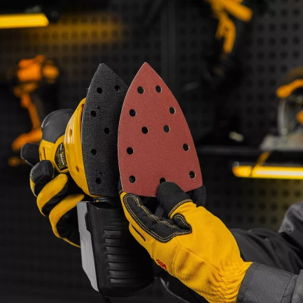 Треугольник абразивный на ворc. подложке под &quot;липучку&quot;, перф., P 150, 150х150х100 мм, 5 шт. Denzel 738637 купить в Магнитогорске