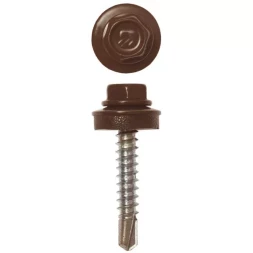 Саморезы ЗУБР "ПРОФЕССИОНАЛ" окраш., RAL 8017 шокол.-коричн., для крепл. кров. матер. к дерев. обреш., 4.8х29мм, 2500шт 4-300310-48-029-8017