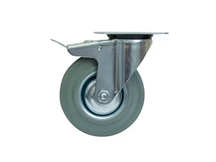 Колесо поворотное серая резина SCB 55 f 125 мм с тормозом 1027214 купить в Магнитогорске