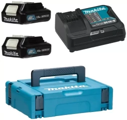 Набор 2 аккумулятора BL1016B + зарядное устройство DC10SB (12В, 1.5Ач, Li-ion, MakPac) Makita 197652-7