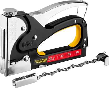 Степлер для скоб &quot;BlackPro 53&quot; 3-в-1: тип 53 (4-14 мм) / 300 (10-14 мм) / 500 (14 мм), STAYER Professional 31507 купить в Магнитогорске