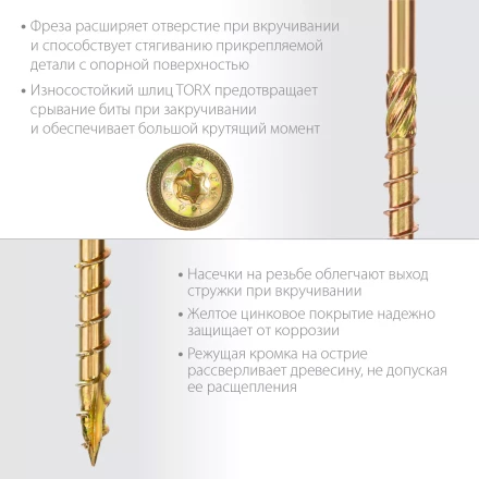 ЗУБР КС-Т, 220 х 8.0 мм, TX40, тарельчатая головка, желтый цинк, 50 шт, конструкционный саморез, Профессионал (30051-80-220) купить в Магнитогорске