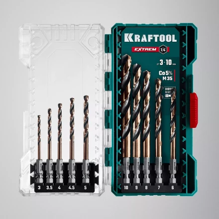 Набор сверл по металлу, хвостовик НЕХ-1/4, сталь М35-Со5% 29652-H10 купить в Магнитогорске