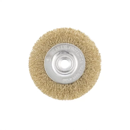 Щетка для УШМ 100 мм М14 плоская латунированная витая проволока MATRIX 74650 купить в Магнитогорске