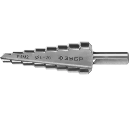 ЗУБР 6-20 мм, 8 ступеней, сталь Р4М2, ступенчатое сверло (29665-6-20-8) купить в Магнитогорске