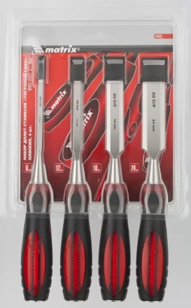 Набор долот-стамесок &quot;Тигровый глаз&quot; плоских 4 штуки 6-12-18-24 мм MATRIX 24432 купить в Магнитогорске