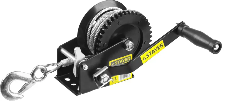 Лебедка ручная барабанная STAYER "MASTER", тяговая, тросовая, 0,7т, 8м 43112-0.7 купить в Магнитогорске