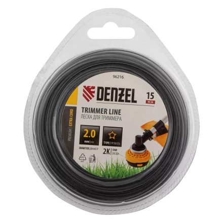 Леска для триммера двухкомпонентная звезда, 2,0мм х 15м,  FLEX CORD, Denzel 96216 купить в Магнитогорске