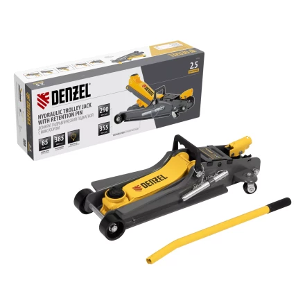 Домкрат гидравлический подкатной с фиксатором Denzel 51232, 2,5 т, 85-385 мм купить в Магнитогорске