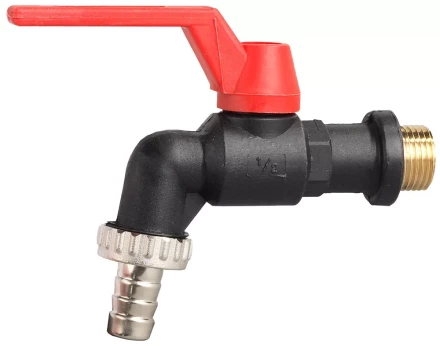 Кран угловой ЗУБР шаровой &quot;папа-соединит шланг&quot;, пластиковый корпус, 1/2&quot;х15 4-51560-P-1/2-15 купить в Магнитогорске