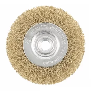 Щетка для УШМ, 125 мм, М14, плоская, латунированная витая проволока  MATRIX 74651 купить в Магнитогорске