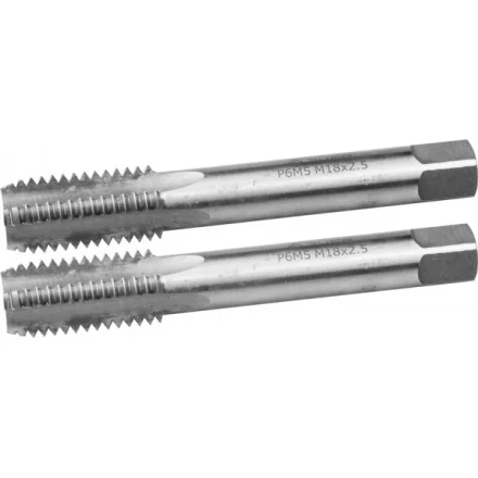 Метчики ЗУБР &quot;ЭКСПЕРТ&quot; машинно-ручные, комплектные для нарезания метрической резьбы в сквозных отверстиях, М18х2,5, 2шт 4-28007-18-2.5-H2 купить в Магнитогорске