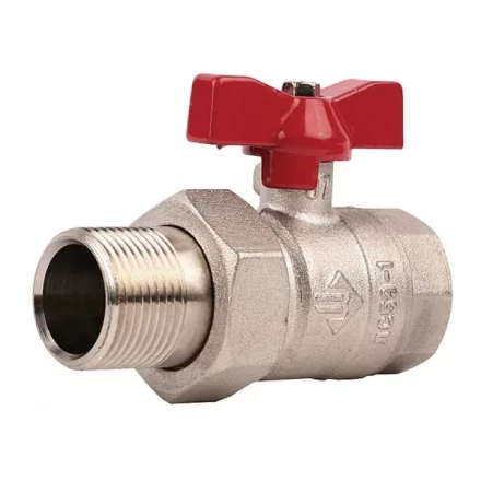 Кран ЗУБР шаровой 1/2" полнопроходной с накидной гайкой "мама-папа", бабочка, никелированная латунь 51357-N-1/2 купить в Магнитогорске