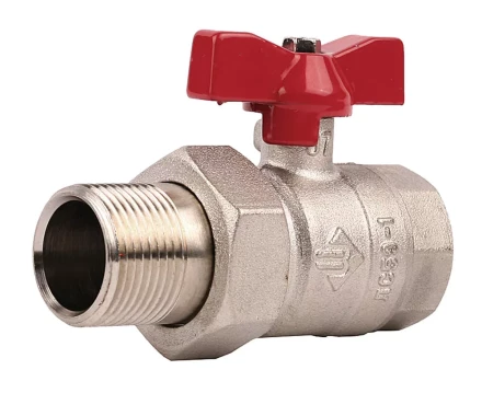 Кран ЗУБР шаровой 1/2" полнопроходной с накидной гайкой "мама-папа", бабочка, никелированная латунь 51357-N-1/2 купить в Магнитогорске