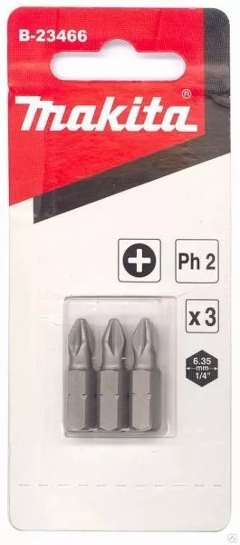 Биты Makita PH2 25мм 3шт (B-23466) купить в Магнитогорске