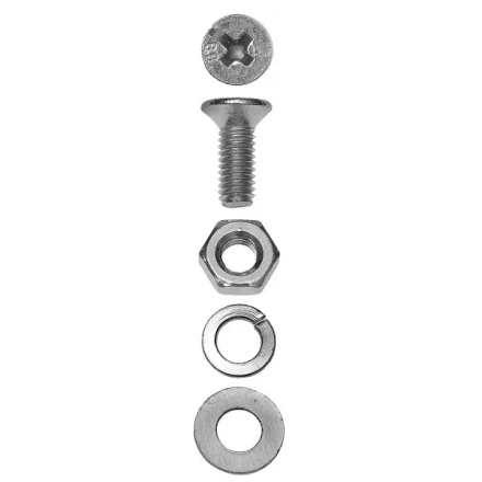 Винт ЗУБР (DIN7985) в комплекте с гайкой (DIN934), шайбой (DIN125), шайбой пруж. (DIN127),  M3x10мм, ТФ6, 45шт. 4-303476-03-010 купить в Магнитогорске