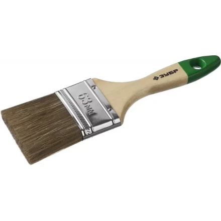 Кисть плоская  ЗУБР &quot;ЛАЗУРЬ-МАСТЕР&quot;, смешанная щетина, деревянная ручка, 63мм 4-01009-063 купить в Магнитогорске