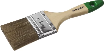 Кисть плоская  ЗУБР &quot;ЛАЗУРЬ-МАСТЕР&quot;, смешанная щетина, деревянная ручка, 63мм 4-01009-063 купить в Магнитогорске
