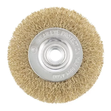 Щетка для УШМ 150 мм М14 плоская латунированная витая проволока MATRIX 74652 купить в Магнитогорске