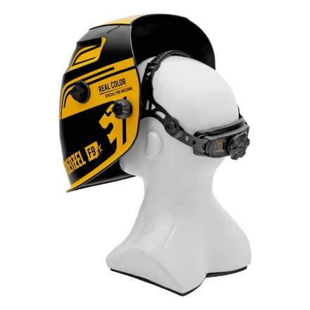 Щиток защитный лицевой (маска сварщика) F9, см. окно 100x60, Real Color, DIN 4-8/9-13// Denzel 89718 купить в Магнитогорске