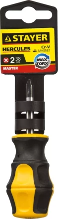 Отвертка STAYER &quot;MASTER&quot; &quot;HERCULES&quot;, Сr-V, противоскользящая рукоятка, PH2x38мм 25052-38-2_z02 купить в Магнитогорске