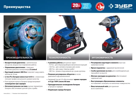 Ударный гайковерт аккумуляторный BL-motor 2 АКБ GB-250 A5 серия ПРОФЕССИОНАЛ купить в Магнитогорске