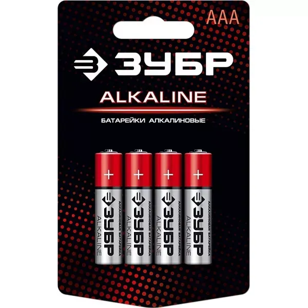 Батарейка "ЗУБР" "ALCALINE" щелочная (алкалиновая), "AAA", 1,5В, 4шт 59221-4C купить в Магнитогорске