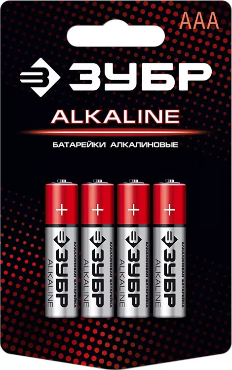Батарейка "ЗУБР" "ALCALINE" щелочная (алкалиновая), "AAA", 1,5В, 4шт 59221-4C купить в Магнитогорске