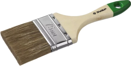 Кисть плоская  ЗУБР &quot;ЛАЗУРЬ-МАСТЕР&quot;, смешанная щетина, деревянная ручка, 75мм 4-01009-075 купить в Магнитогорске