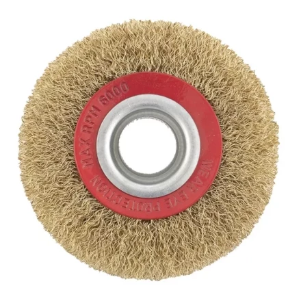 Щетка для точила 100 мм посадка 20 мм плоская латунированная витая проволока MTX 74658 купить в Магнитогорске