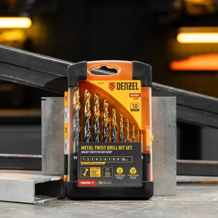 Набор сверл по металлу Denzel 723006, 1,5-6,5мм, Р6М5К8-TiN, Golden Tip, 13 шт купить в Магнитогорске