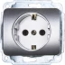 Розетка СВЕТОЗАР &quot;ГАММА&quot; с заземлением, одинарная, без вставки и рамки, цвет светло-серый металлик,16А/~250В SV-54105-SM купить в Магнитогорске