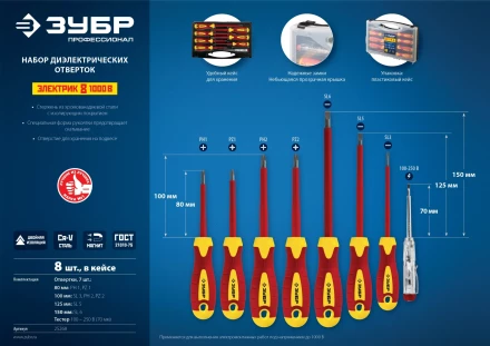 Наборы отверток диэлектрических ПРОФИ ЭЛЕКТРИК серия ПРОФЕССИОНАЛ купить в Магнитогорске