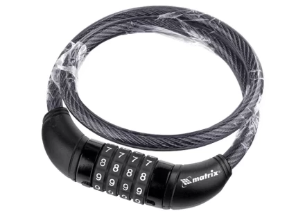 Замок тросовый универсальный с кодовым механизмом 10х950 мм MATRIX 91818 купить в Магнитогорске