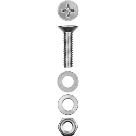 Винт (DIN965) в комплекте с гайкой (DIN934), шайбой (DIN125), шайбой пруж. (DIN127), M4 x 25 мм, 20 шт, ЗУБР 303456-04-025 купить в Магнитогорске