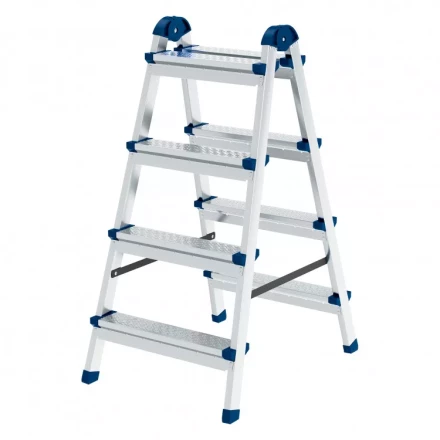 Стремянка двухсторонняя 4 ступени сталь профиль стальные ступени Сибртех 97984 купить в Магнитогорске