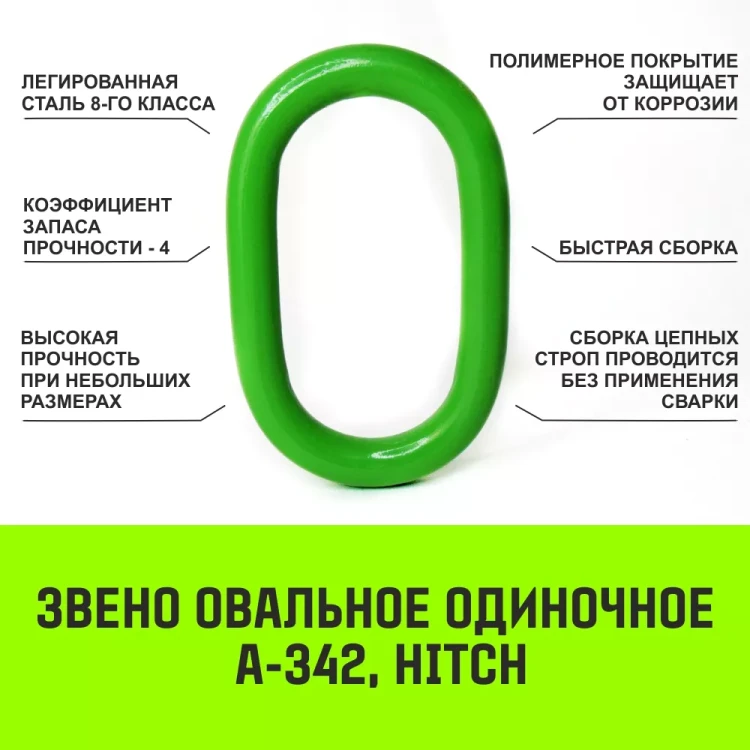 Звено овальное одиночное A-343 HITCH Т8 кл 31.5 т (SZ071419) купить в Магнитогорске