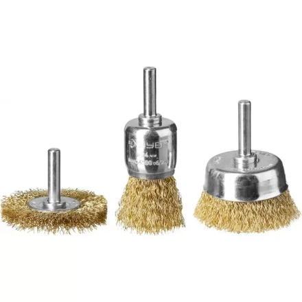 ЗУБР &quot;ПРОФЕССИОНАЛ&quot;. Набор щеток для дрели, витая стальная латунированная проволока 0,3мм, 24/50/50мм, 3шт 3530-H3_z02 купить в Магнитогорске