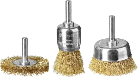 ЗУБР &quot;ПРОФЕССИОНАЛ&quot;. Набор щеток для дрели, витая стальная латунированная проволока 0,3мм, 24/50/50мм, 3шт 3530-H3_z02 купить в Магнитогорске