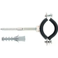 Хомут сантехнический для труб 59-64 (2"), с резиновым уплотнением, шпилькой и дюбелем, 1 шт, Россия Сибртех 481693
